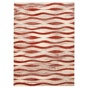 Tapis Neela par ECARPET rectangulaire ivoire et rouge de 8 pi x 10 pi