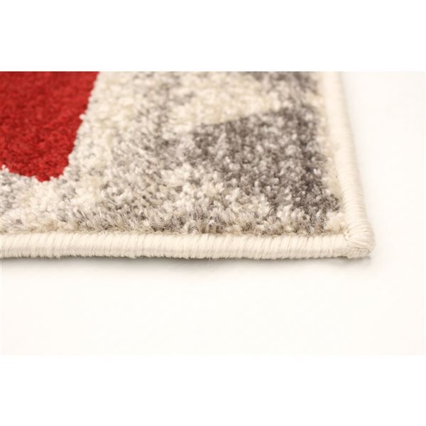 ECARPET Remi 5.25-ft x 7.25-ft Ivory and Red Rectangular Area rug