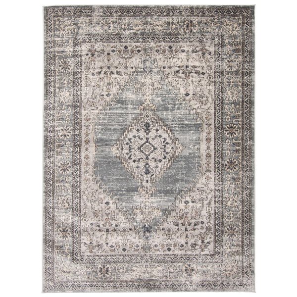 ECARPET Oregon Bijar 6.5-ft x 9.5-ft Dark Beige and Grey Rectangular Area rug