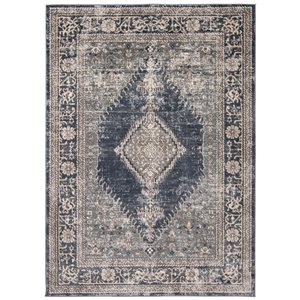 Tapis Oregon Bijar par ECARPET rectangulaire bleu et gris de 6,5 pi x 9,5 pi