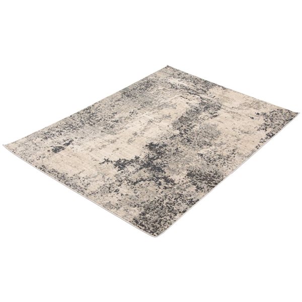 ECARPET Oregon Abstract 4-ft x 6-ft Light Grey and Cream Rectangular Area rug