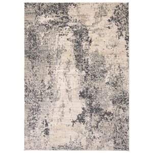 ECARPET Oregon Abstract 4-ft x 6-ft Light Grey and Cream Rectangular Area rug