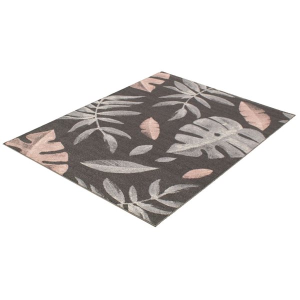 Tapis Presly par ECARPET rectangulaire anthracite et rose de 8 pi x 10 pi