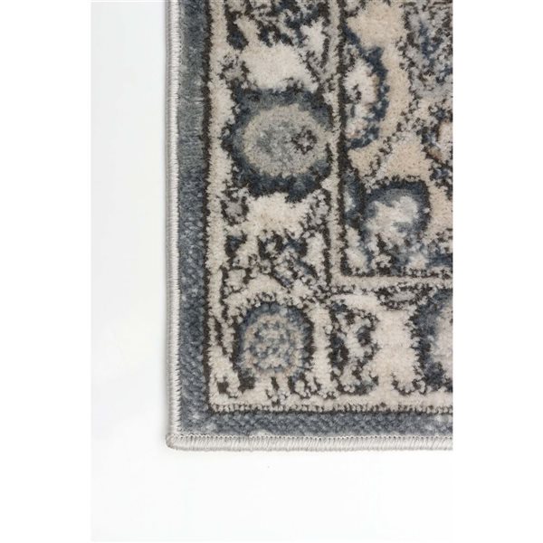 Tapis de passage Oregon Tabriz par ECARPET rectangulaire gris et crème de 2,5 pi x 8 pi