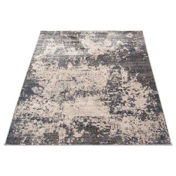 ECARPET Oregon Abstract 4-ft x 6-ft Cream and Grey Rectangular Area rug