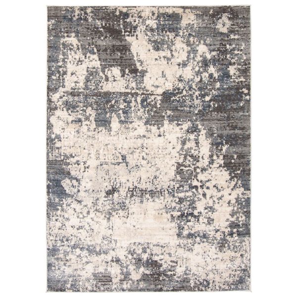 ECARPET Oregon Abstract 4-ft x 6-ft Cream and Grey Rectangular Area rug