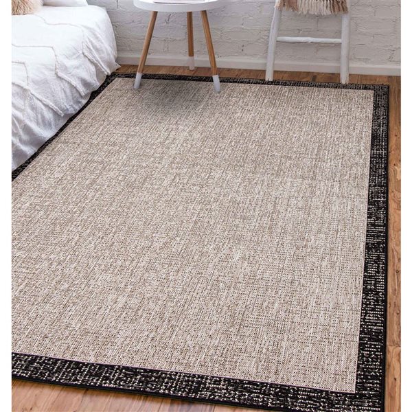 ECARPET Sisal Classic 8-ft x 10-ft Silver and Black Rectangular Area rug