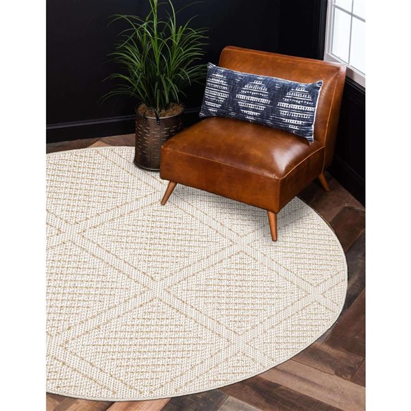 Tapis De Qualité Supérieure 120x120 Cm - Motif Cercles Verts Et Beiges, 4 Pieds, Neuf Avec étiquettes
