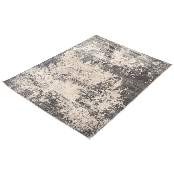 ECARPET Oregon Abstract 5.25-ft x 7.25-ft Cream and Grey Rectangular Area rug