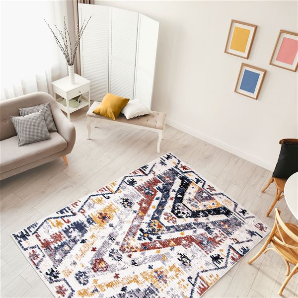 ECARPET Morocco Quashqai 8-ft x 10-ft White Rectangular Area rug