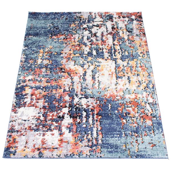 Tapis Morocco Vintage par ECARPET rectangulaire bleu de 8 pi x 10 pi