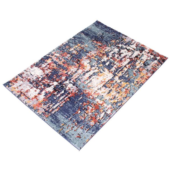 Tapis Morocco Vintage par ECARPET rectangulaire bleu de 8 pi x 10 pi