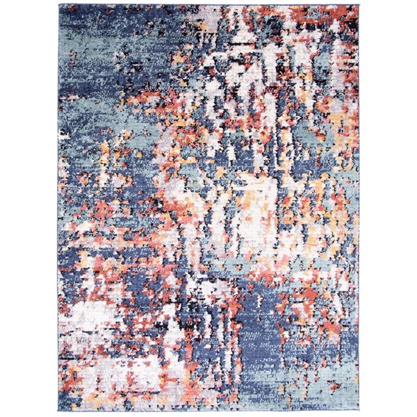 Tapis Morocco Vintage par ECARPET rectangulaire bleu de 8 pi x 10 pi