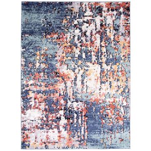 Tapis Morocco Vintage par ECARPET rectangulaire bleu de 8 pi x 10 pi