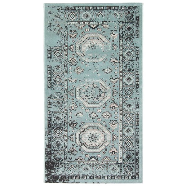 ECARPET Venize 2.75-ft x 5-ft Green Rectangular Area rug