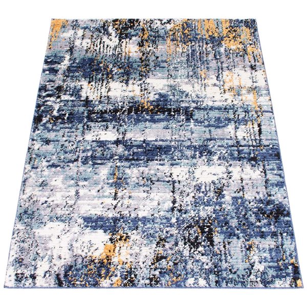 Tapis Morocco Marble par ECARPET rectangulaire bleu de 4 pi x 6 pi