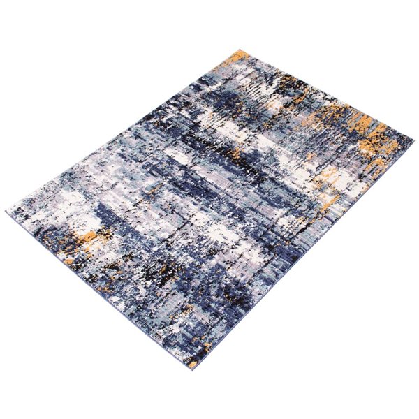 Tapis Morocco Marble par ECARPET rectangulaire bleu de 4 pi x 6 pi