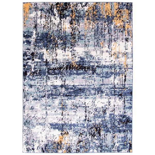 Tapis Morocco Marble par ECARPET rectangulaire bleu de 4 pi x 6 pi