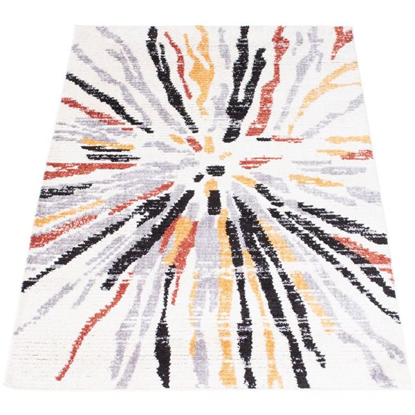 ECARPET Morocco Sunburst 5.25-ft x 7.25-ft White and Grey Rectangular Area rug