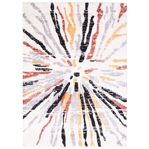 Tapis Morocco Sunburst par ECARPET rectangulaire blanc et gris de 5,25 pi x 7,25 pi