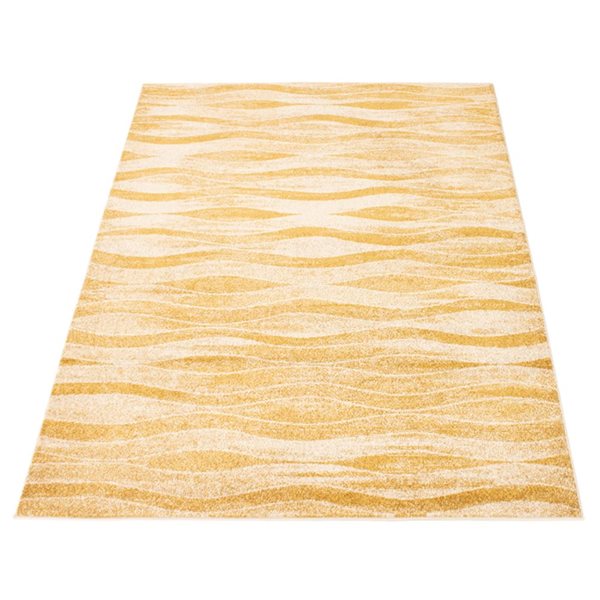 ECARPET Neela 6.5-ft x 9.5-ft Ivory and Gold Rectangular Area rug