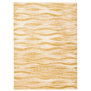 ECARPET Neela 6.5-ft x 9.5-ft Ivory and Gold Rectangular Area rug