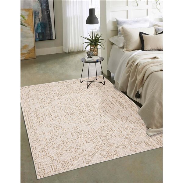 ECARPET Umbra 5-ft x 7-ft Taupe Rectangular Area rug