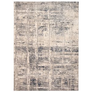 ECARPET Oregon Abstract 4-ft x 6-ft Cream and Light Beige Rectangular Area rug