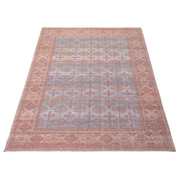 Tapis Turkoman par ECARPET rectangulaire bleu de 7,75 pi x 10 pi