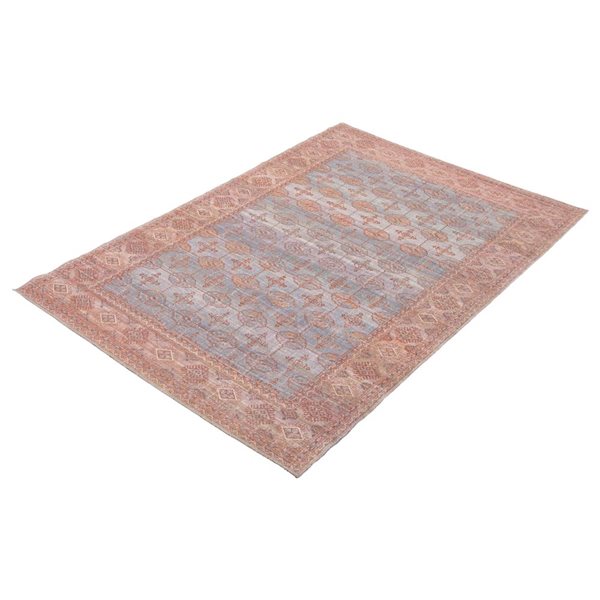 Tapis Turkoman par ECARPET rectangulaire bleu de 7,75 pi x 10 pi