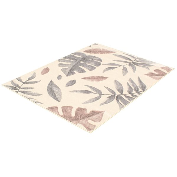 Tapis Presly par ECARPET rectangulaire crème et rose de 4 pi x 5,5 pi