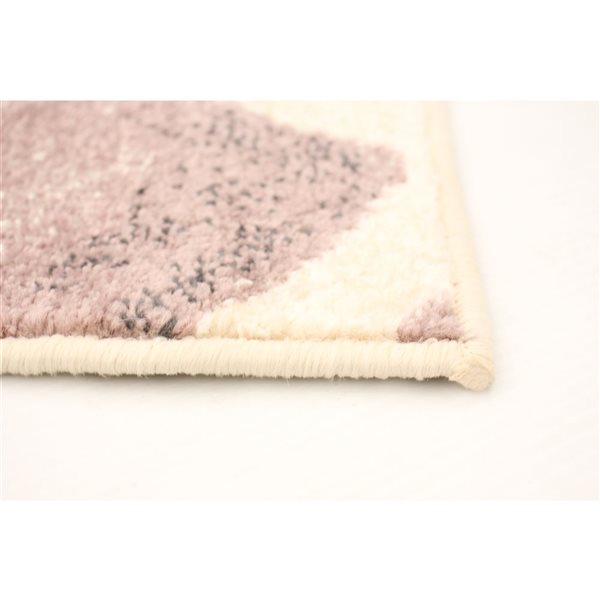 Tapis Presly par ECARPET rectangulaire crème et rose de 4 pi x 5,5 pi