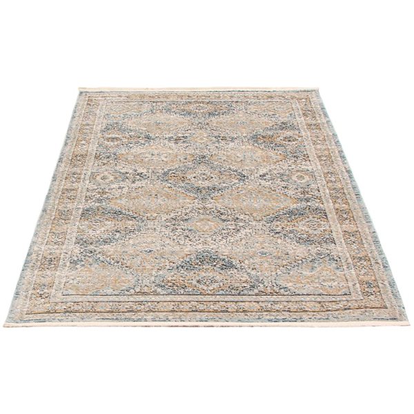 ECARPET Rhapsody 4-ft x 6-ft Taupe and Blue Rectangular Area rug