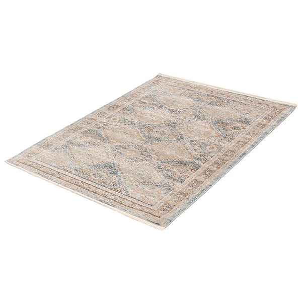 ECARPET Rhapsody 4-ft x 6-ft Taupe and Blue Rectangular Area rug