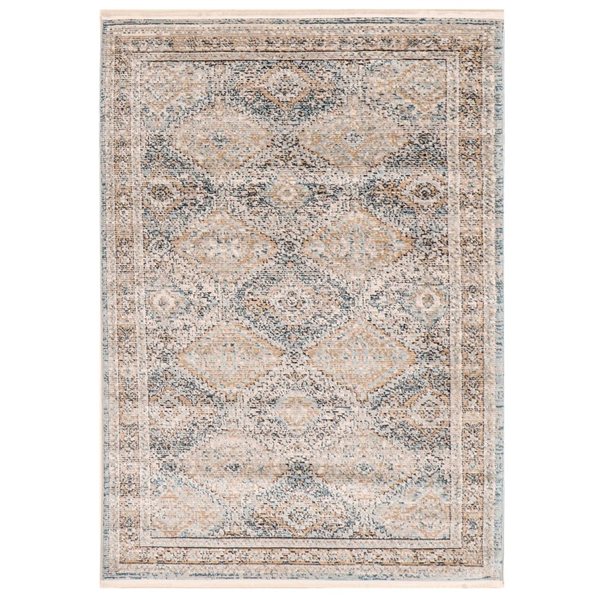 ECARPET Rhapsody 4-ft x 6-ft Taupe and Blue Rectangular Area rug