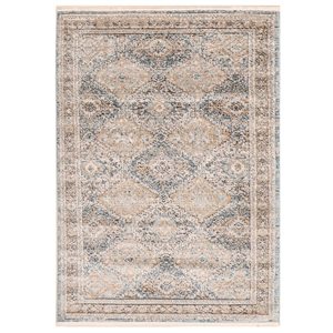 ECARPET Rhapsody 4-ft x 6-ft Taupe and Blue Rectangular Area rug