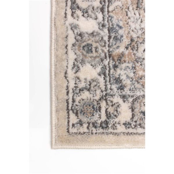 Tapis de passage Oregon Tabriz par ECARPET rectangulaire beige pâle et crème de 2,5 pi x 8 pi