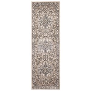 ECARPET Oregon Tabriz 2.5-ft x 8-ft Light Beige and Cream Rectangular Runner