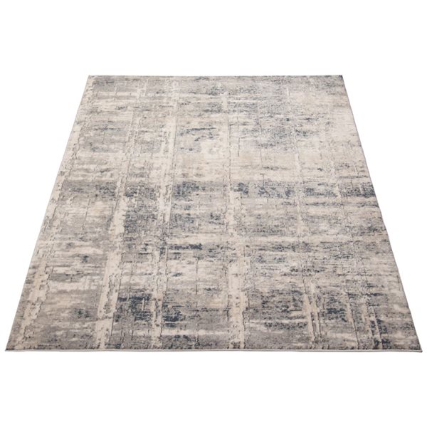 ECARPET Oregon Abstract 6.5-ft x 9.5-ft Cream and Light Beige Rectangular Area rug