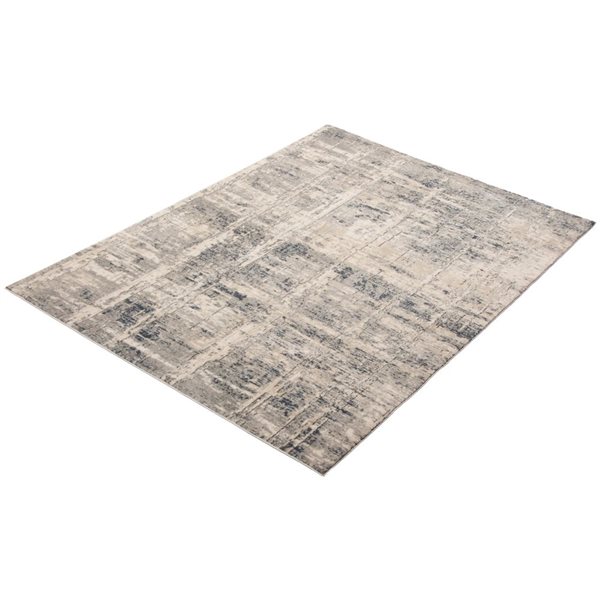 ECARPET Oregon Abstract 6.5-ft x 9.5-ft Cream and Light Beige Rectangular Area rug