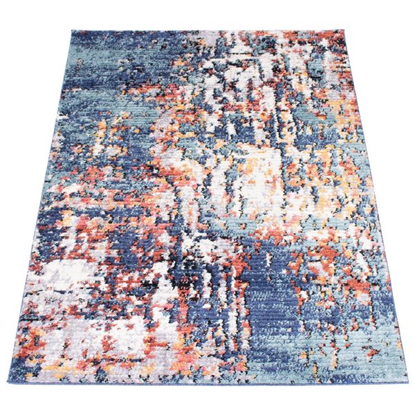 Tapis Morocco Vintage par ECARPET rectangulaire bleu de 5,25 pi x 7,25 pi