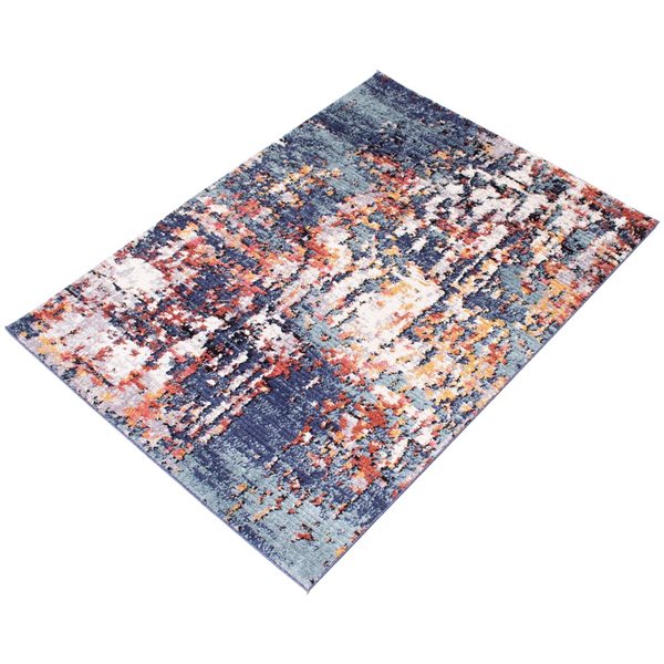 Tapis Morocco Vintage par ECARPET rectangulaire bleu de 5,25 pi x 7,25 pi