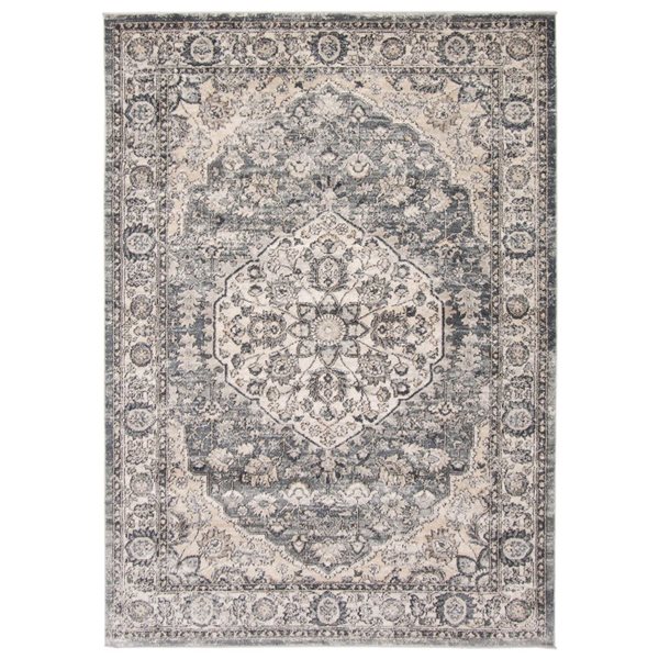 ECARPET Oregon Tabriz 5.25-ft x 7.25-ft Grey and Cream Rectangular Area rug