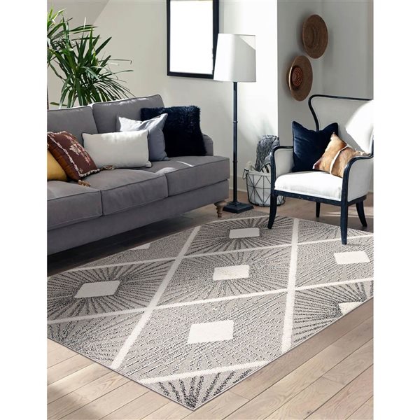 ECARPET Ophelia 6.5-ft x 9.5-ft Ivory Rectangular Area rug