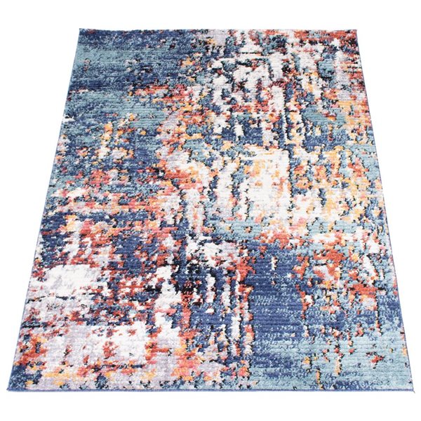 Tapis Morocco Vintage par ECARPET rectangulaire bleu de 6,5 pi x 9,5 pi