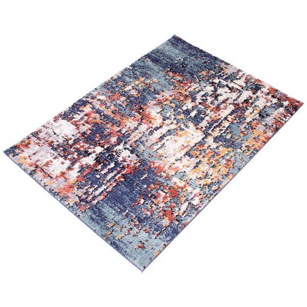 Tapis Morocco Vintage par ECARPET rectangulaire bleu de 6,5 pi x 9,5 pi