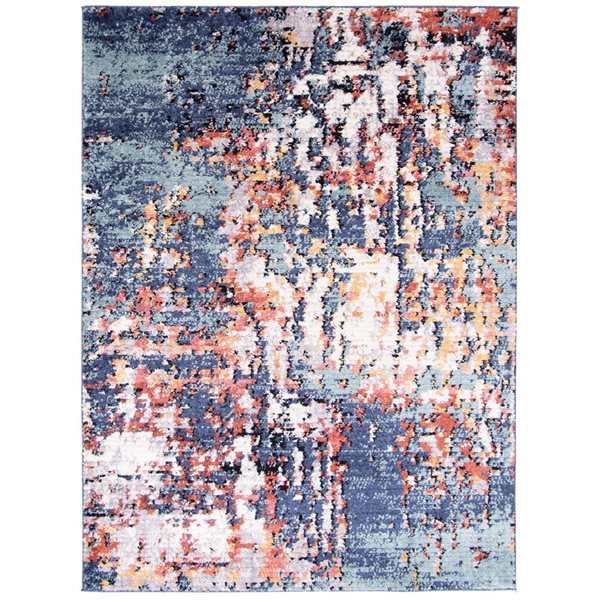 Tapis Morocco Vintage par ECARPET rectangulaire bleu de 6,5 pi x 9,5 pi