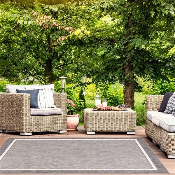 ECARPET Platinum 6.5-ft x 9.5-ft Grey Rectangular Area rug