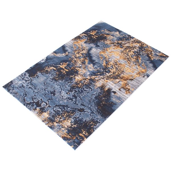 ECARPET Sky Marble 5.25-ft x 7.25-ft Blue Rectangular Area rug