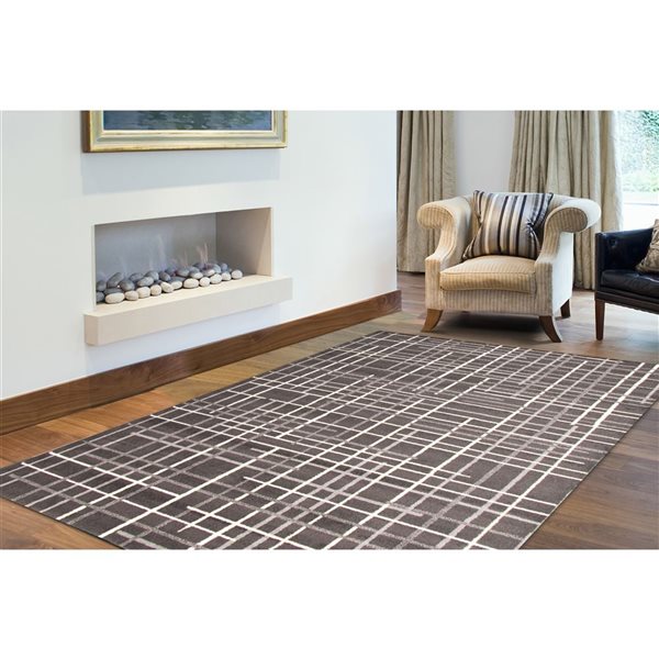 Tapis Tessa par ECARPET rectangulaire anthracite de 8 pi x 10 pi